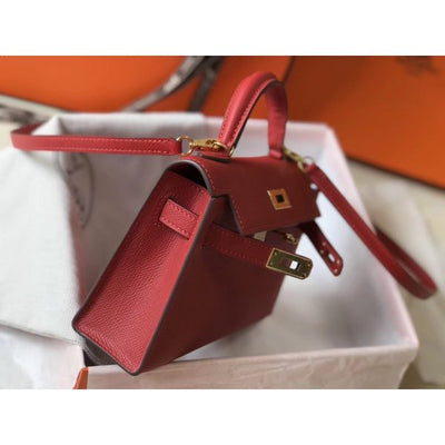 HERM Kelly Mini II Bag In Rouge Vif Epsom Leather GHW