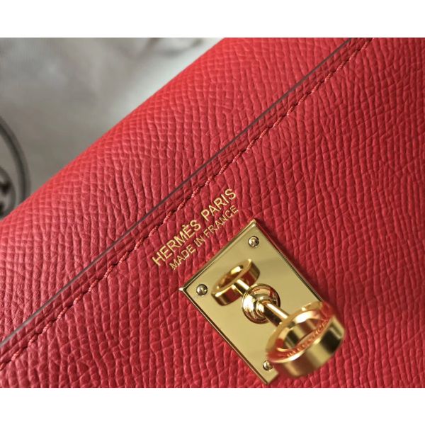 HERM Kelly Mini II Bag In Rouge Vif Epsom Leather GHW