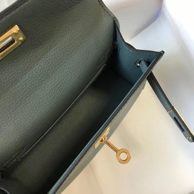HERM Kelly Mini II Bag In Vert Amande Epsom Leather GHW