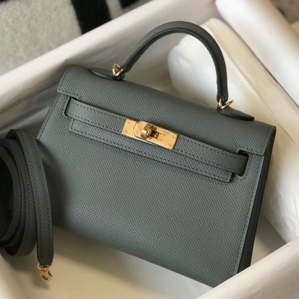 HERM Kelly Mini II Bag In Vert Amande Epsom Leather GHW