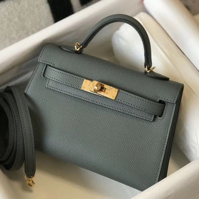 HERM Kelly Mini II Bag In Vert Amande Epsom Leather GHW