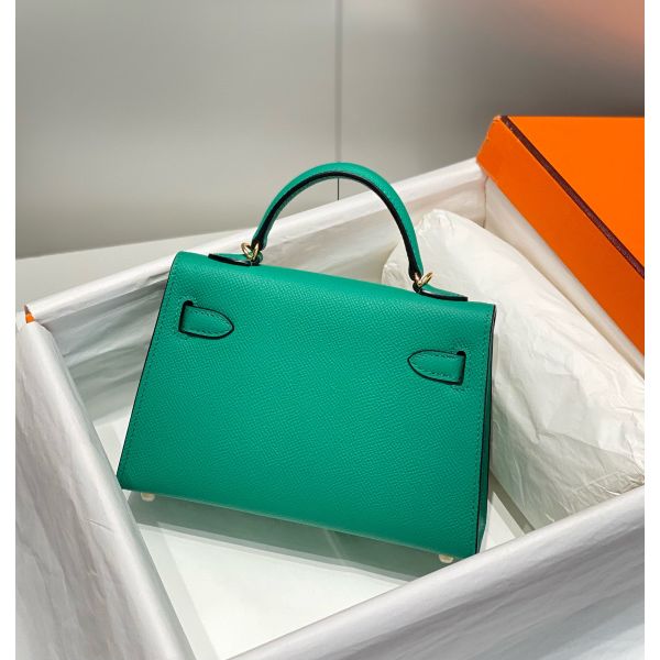 HERM Kelly Mini II Bag In Vert Jade Epsom Leather GHW