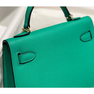 HERM Kelly Mini II Bag In Vert Jade Epsom Leather GHW