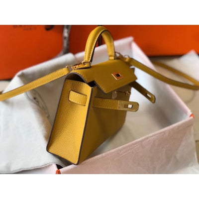 HERM Kelly Mini II Bag In Yellow Epsom Leather GHW