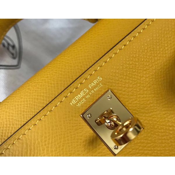 HERM Kelly Mini II Bag In Yellow Epsom Leather GHW