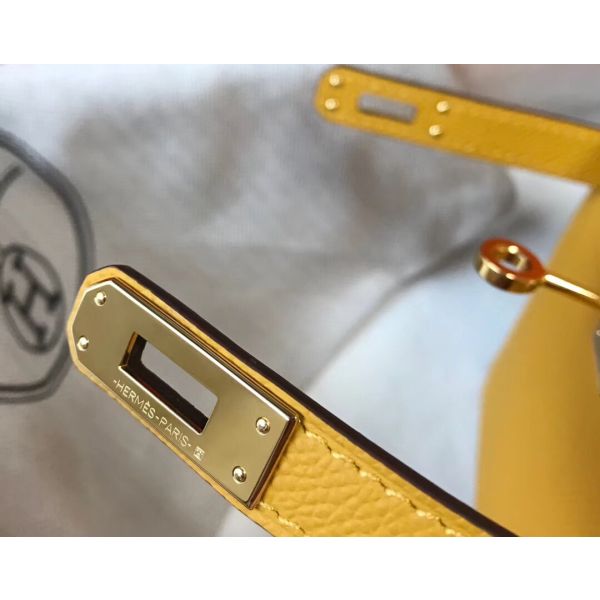 HERM Kelly Mini II Bag In Yellow Epsom Leather GHW