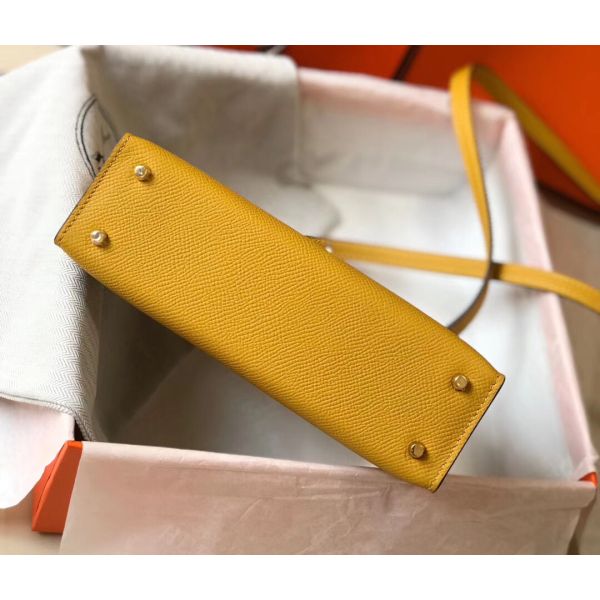 HERM Kelly Mini II Bag In Yellow Epsom Leather GHW