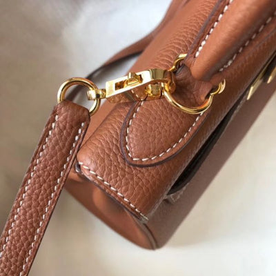 HERM Kelly 25cm Retourne Bag In Gold Clemence Leather