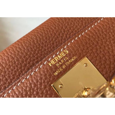 HERM Kelly 25cm Retourne Bag In Gold Clemence Leather