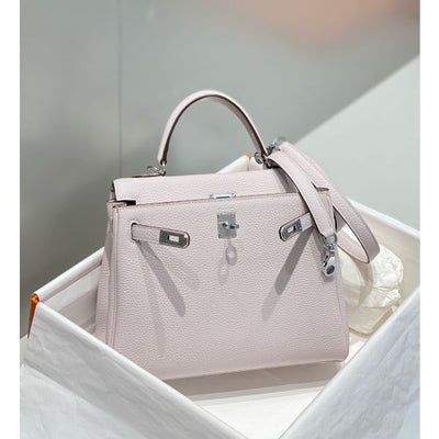 HERM Kelly 25cm Retourne Bag In Mauve Pale Clemence Leather