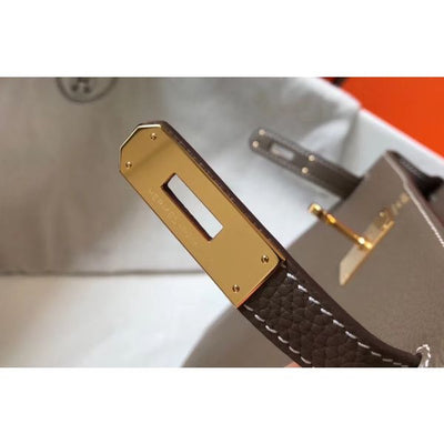 HERM Kelly 25cm Retourne Bag In Taupe Clemence Leather