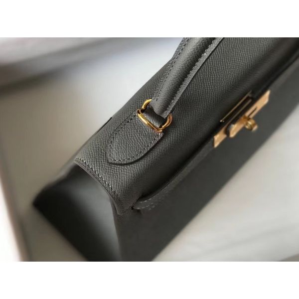 HERM Kelly 25cm Sellier Bag In Ardoise Epsom Leather