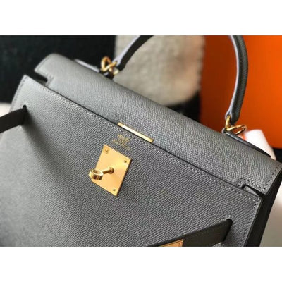 HERM Kelly 25cm Sellier Bag In Ardoise Epsom Leather