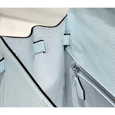 HERM Kelly 25cm Sellier Bag In Blue Brume Epsom Leather