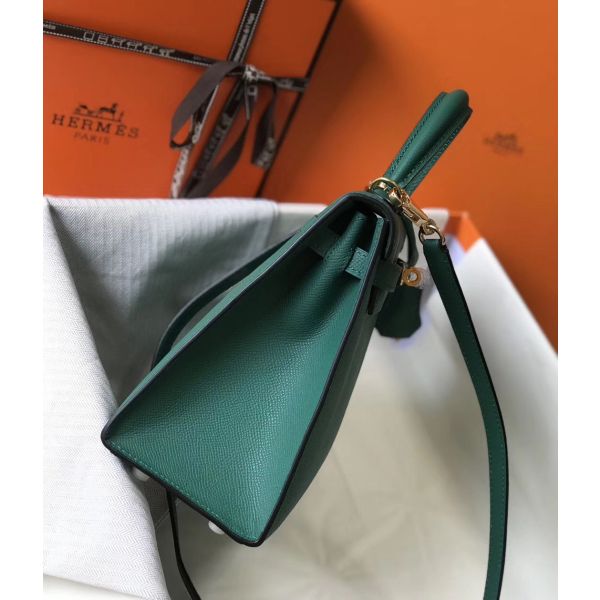 HERM Kelly 25cm Sellier Bag In Malachite Epsom Leather
