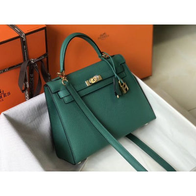 HERM Kelly 25cm Sellier Bag In Malachite Epsom Leather