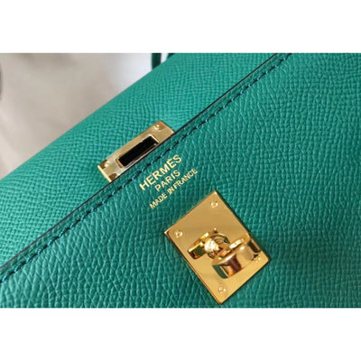 HERM Kelly 25cm Sellier Bag In Malachite Epsom Leather
