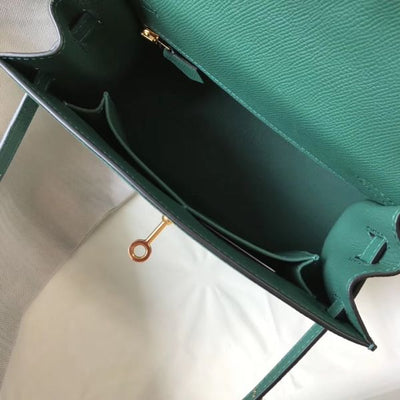 HERM Kelly 25cm Sellier Bag In Malachite Epsom Leather