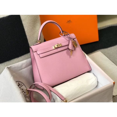 HERM Kelly 25cm Sellier Bag In Mauve Sylvestre Epsom Leather