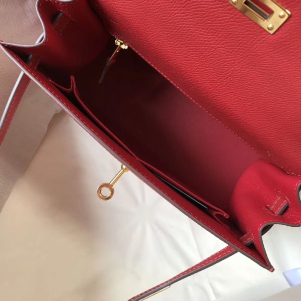 HERM Kelly 25cm Sellier Bag In Red Epsom Leather