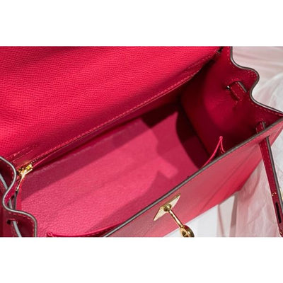 HERM Kelly 25cm Sellier Bag In Rose Extreme Epsom Leather