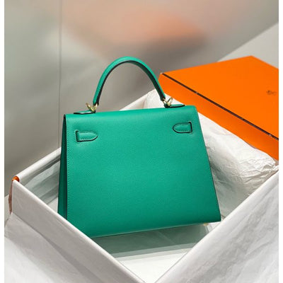 HERM Kelly 25cm Sellier Bag In Vert Jade Epsom Leather