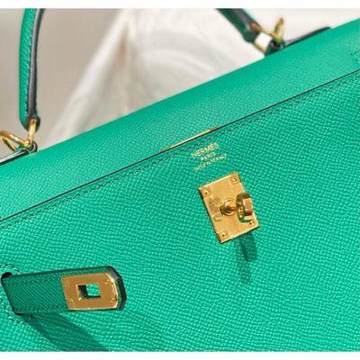 HERM Kelly 25cm Sellier Bag In Vert Jade Epsom Leather