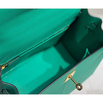 HERM Kelly 25cm Sellier Bag In Vert Jade Epsom Leather
