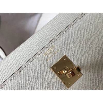 HERM Kelly 25cm Sellier Bag In White Epsom Leather