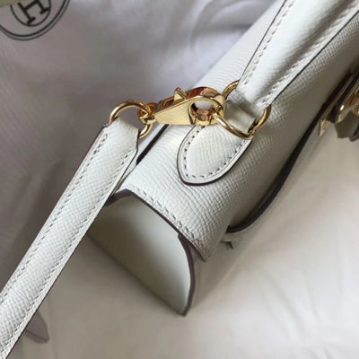 HERM Kelly 25cm Sellier Bag In White Epsom Leather