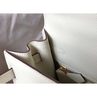 HERM Kelly 25cm Sellier Bag In White Epsom Leather