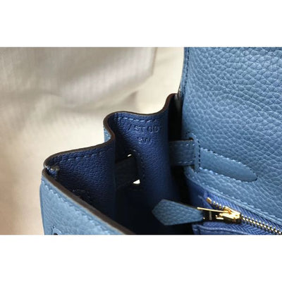 HERM Kelly 28cm Bag In Blue Agate Clemence Leather GHW