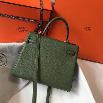 HERM Kelly 28cm Bag In Canopee Clemence Leather GHW
