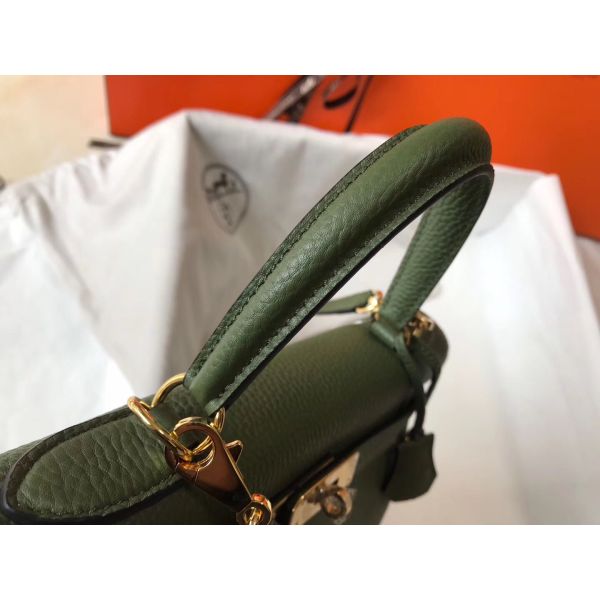 HERM Kelly 28cm Bag In Canopee Clemence Leather GHW