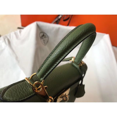 HERM Kelly 28cm Bag In Canopee Clemence Leather GHW