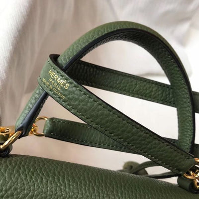 HERM Kelly 28cm Bag In Canopee Clemence Leather GHW