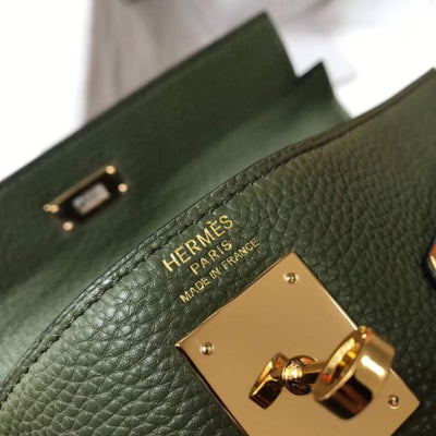 HERM Kelly 28cm Bag In Canopee Clemence Leather GHW