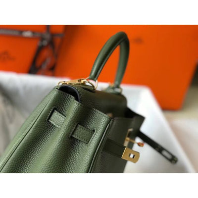 HERM Kelly 28cm Bag In Canopee Clemence Leather GHW