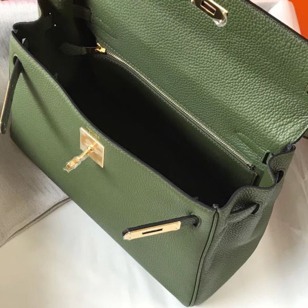 HERM Kelly 28cm Bag In Canopee Clemence Leather GHW