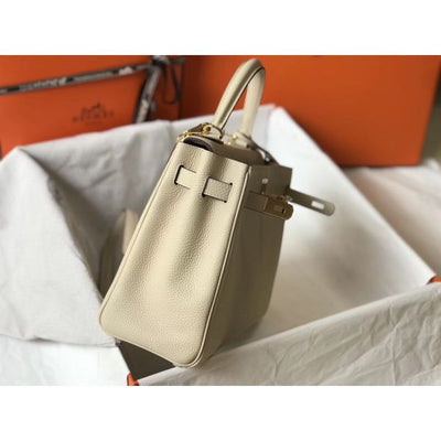 HERM Kelly 28cm Bag In Beton Clemence Leather GHW