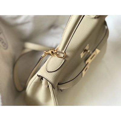 HERM Kelly 28cm Bag In Beton Clemence Leather GHW