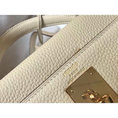 HERM Kelly 28cm Bag In Beton Clemence Leather GHW