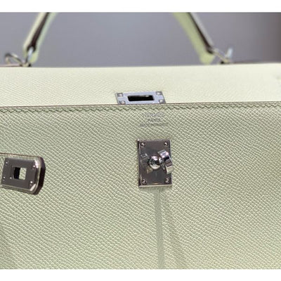 HERM Kelly 28cm Bag In Vert Fizz Epsom Leather PHW