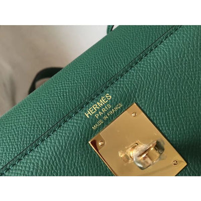 HERM Kelly 32cm Bag In Vert Vertigo Epsom Leather GHW