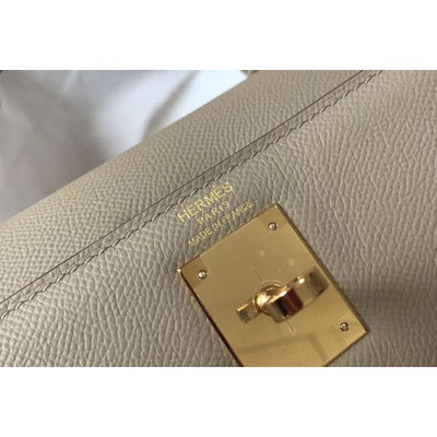 HERM Kelly 32cm Bag In Gris Tourterelle Epsom Leather GHW