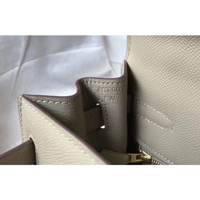 HERM Kelly 32cm Bag In Gris Tourterelle Epsom Leather GHW