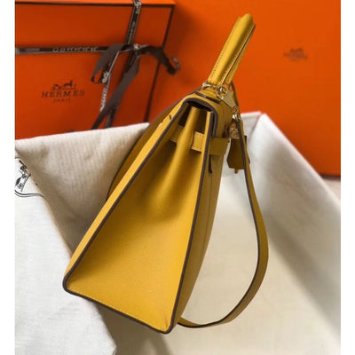 HERM Kelly 32cm Bag In Yellow Epsom Leather GHW