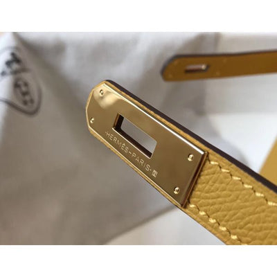 HERM Kelly 32cm Bag In Yellow Epsom Leather GHW