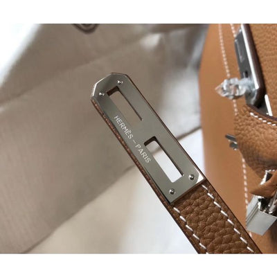HERM Kelly Depeche 34 Briefcase In Brown Calfskin