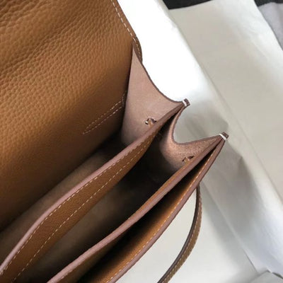 HERM Kelly Depeche 34 Briefcase In Brown Calfskin